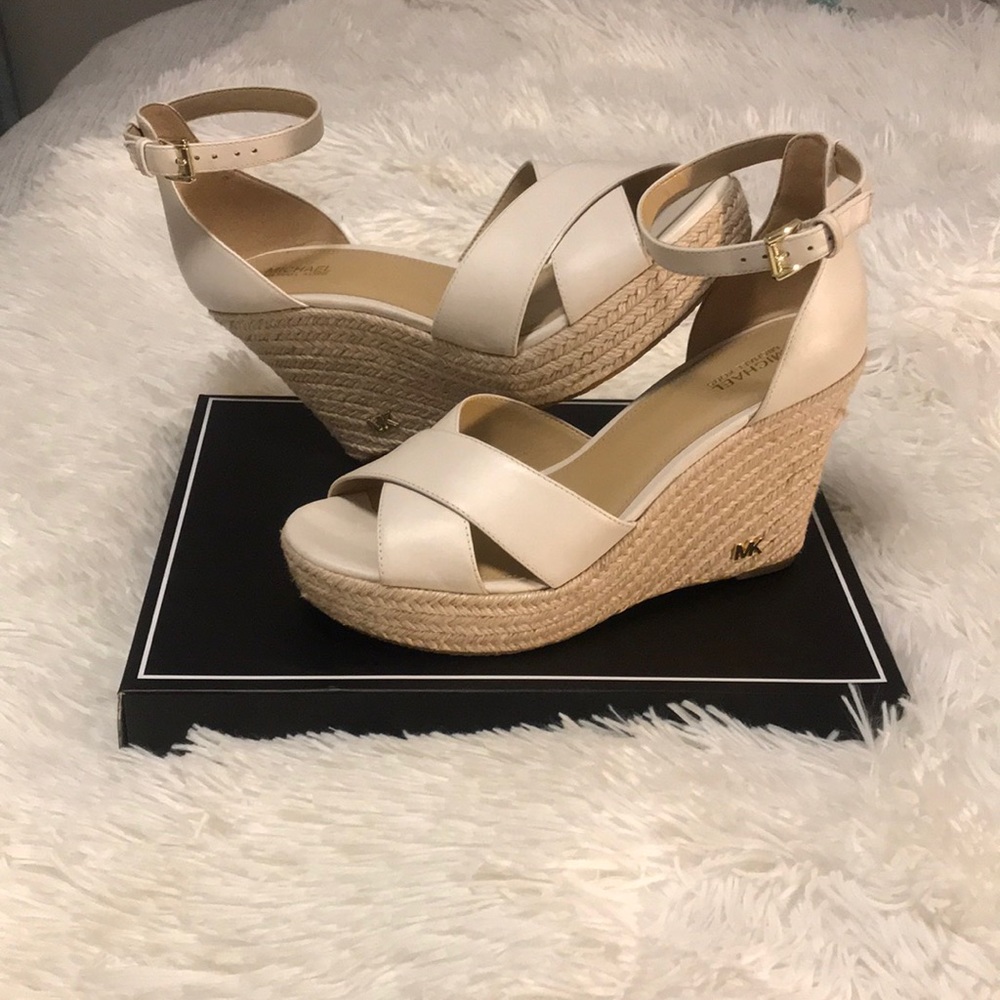 Michael Kors beige wedges.